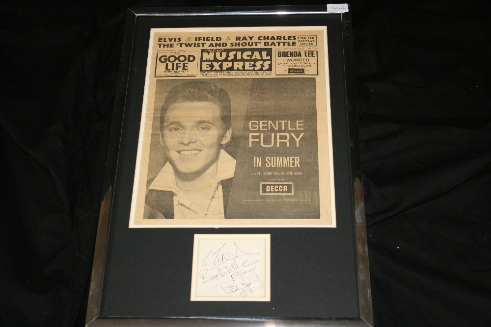 BILLY FURY - framed copy of NME dated July 19th 1963 showing Billy on the front cover together