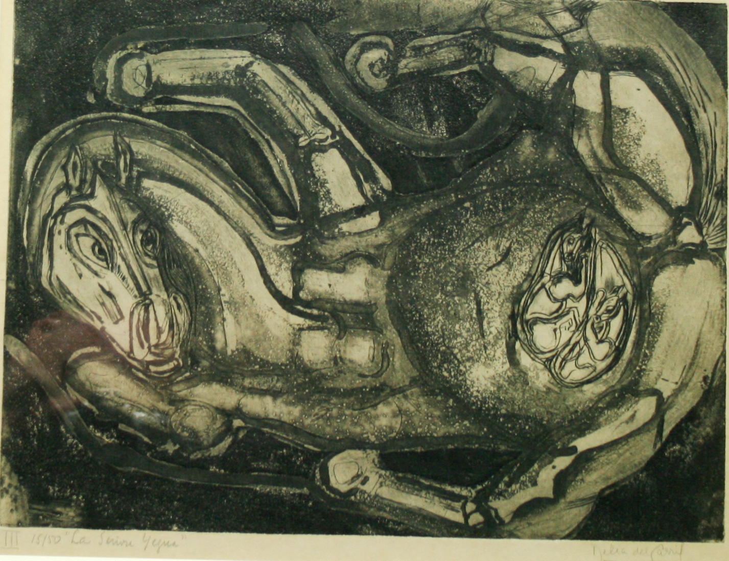 After Delia Del Carril (Argentinean 1884-1989) FOUR SIGNED ENGRAVINGS, abstract horse studies, each - Image 2 of 4