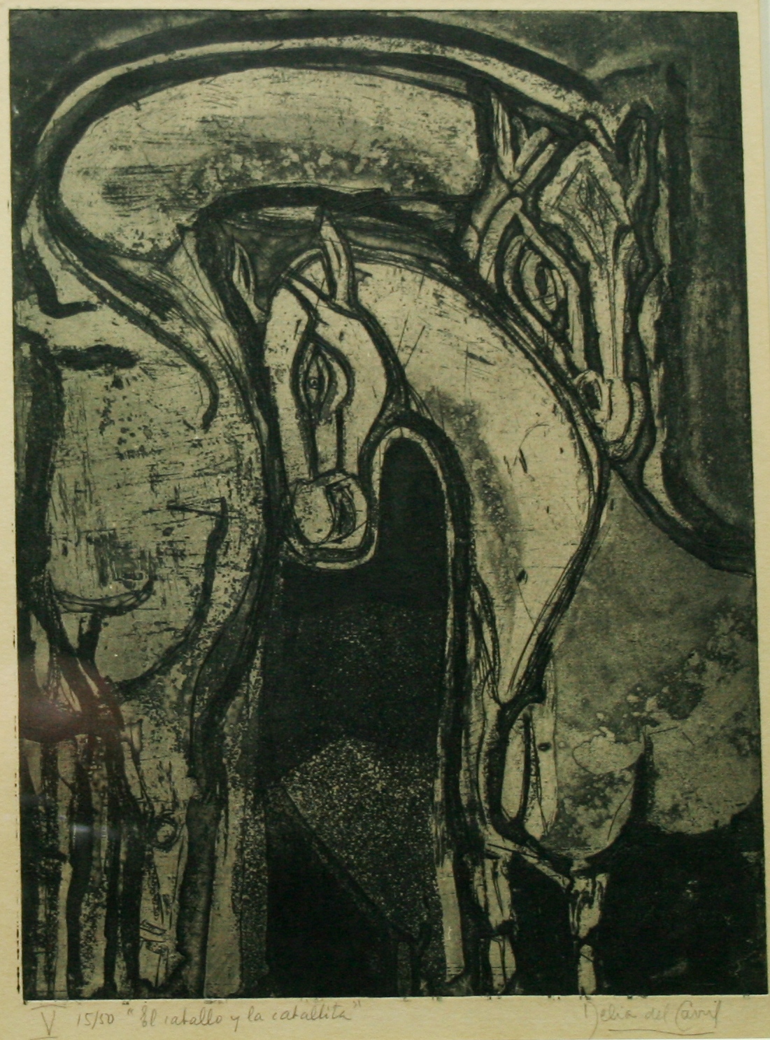After Delia Del Carril (Argentinean 1884-1989) FOUR SIGNED ENGRAVINGS, abstract horse studies, each - Image 4 of 4