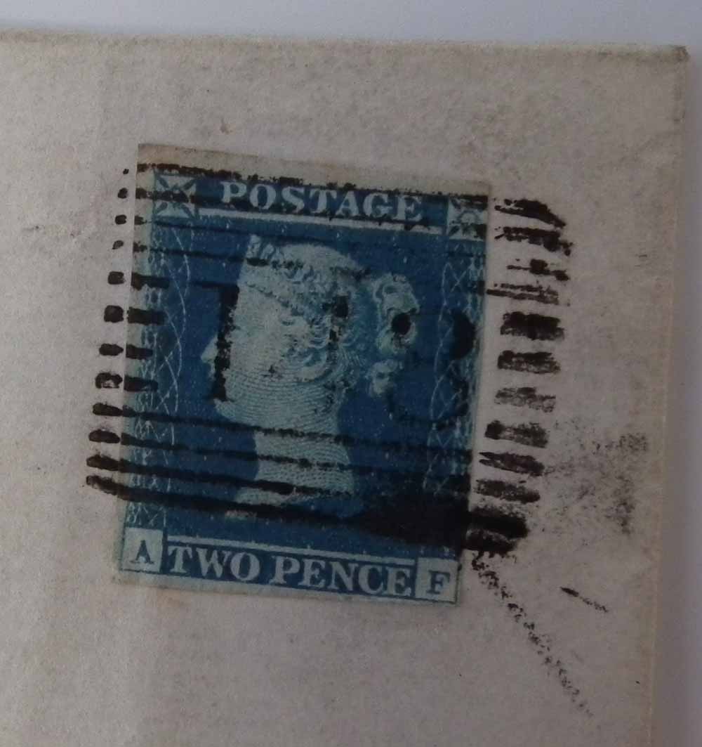 Collection of QV 1d blacks, 2 on cover and 2 on small piece, also 2d blue on wrapper dated 1851 - Image 3 of 6