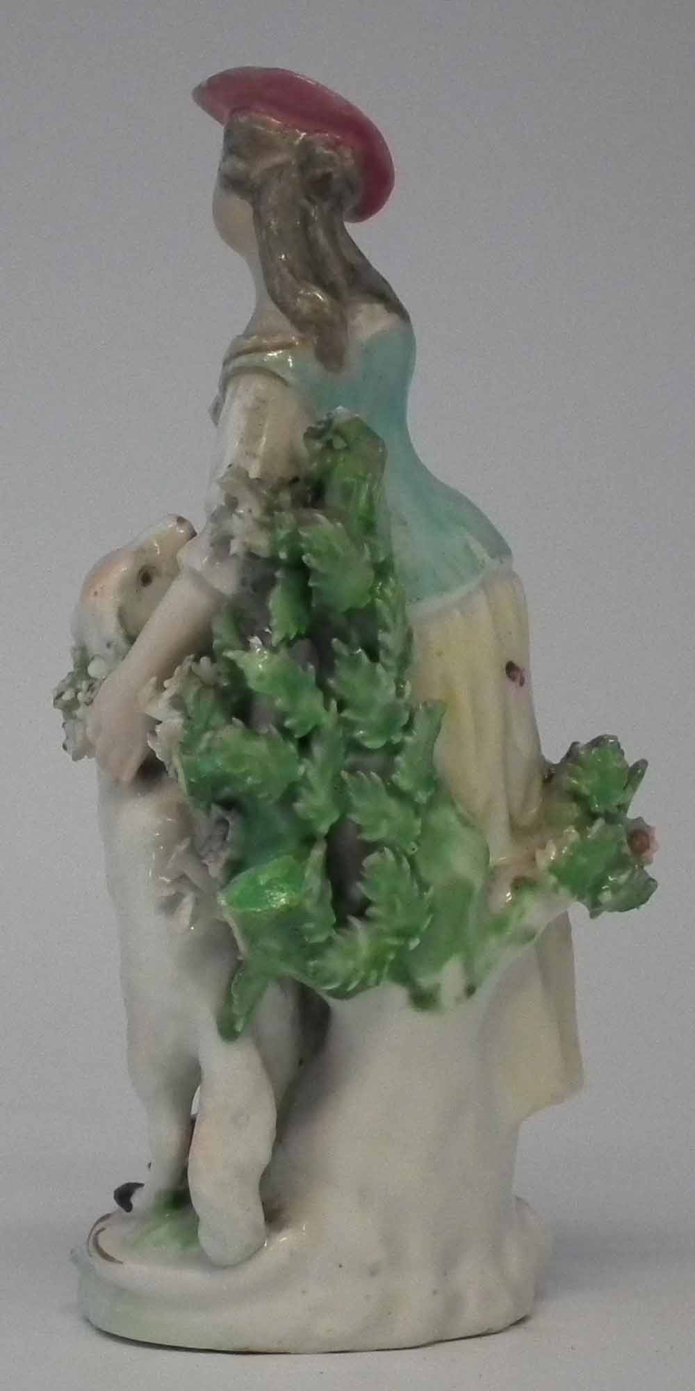 Derby figure circa 1770   modelled as a lady with a sheep, patch marks to base, 14cm high - Image 3 of 6