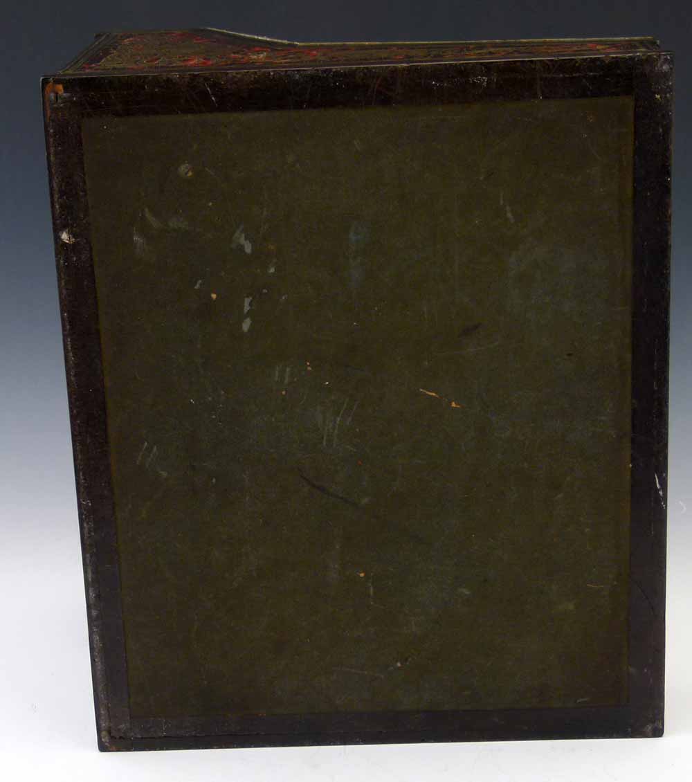 French Boulle type cut brass and tortoiseshell lacquer table top writing box, circa 1870, signed - Image 8 of 8