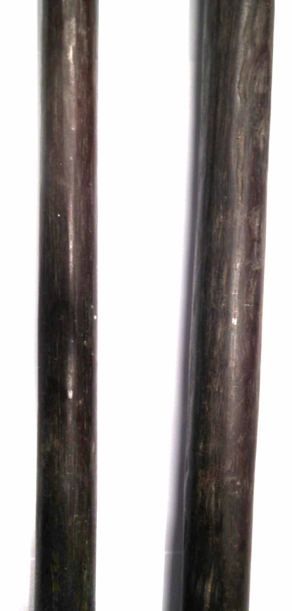 Two Oceanic Polynesian fishing spears, possibly Fijian,   with barbed heads and plain shafts, the - Image 6 of 8