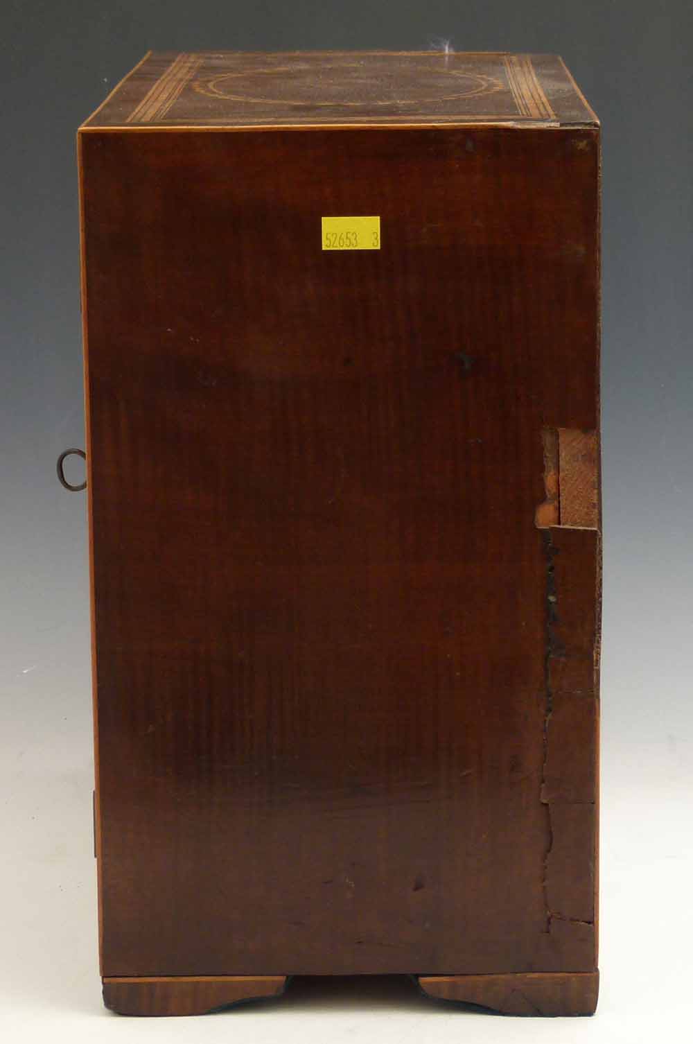 Fiddle back mahogany table top cabinet circa 1820, of two doors enclosing two short and three long - Image 3 of 5