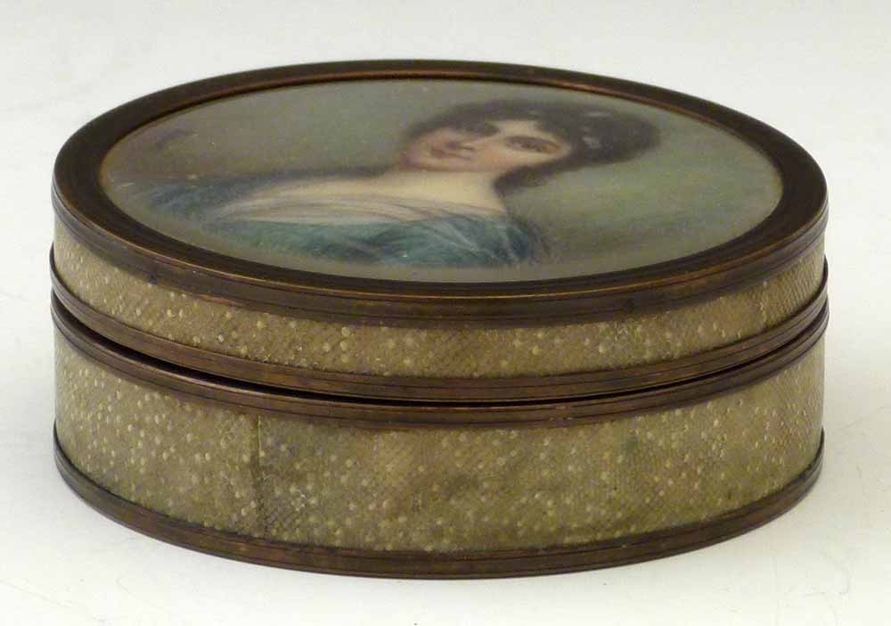 Benner, French 19th century: a circular portrait miniature of an elegant woman, signed, set as the - Image 2 of 4
