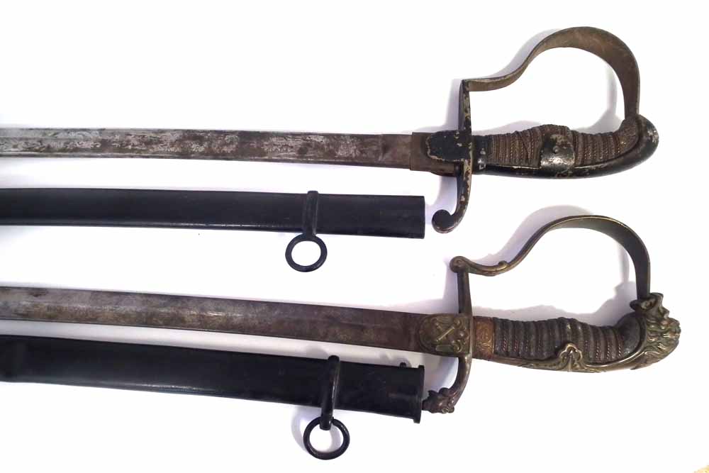 Two Imperial German Infantry Officers swords,   with wire bound grips, one with lion head pommel, - Image 9 of 9