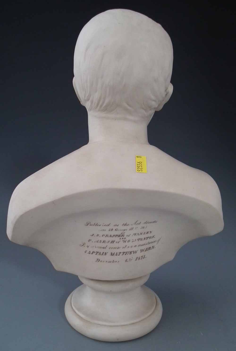 Staffordshire Parian bust of Captain Mathew Webb circa 1875   published by J.S. Crapper and C. - Image 5 of 9