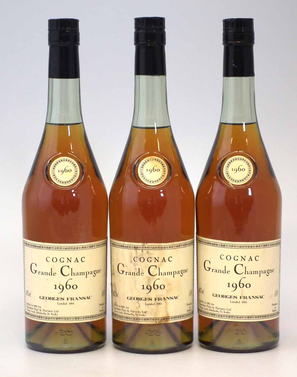 Grande Champagne Cognac 1960, 3 bottles, by Georges Fransac, (3)   Condition report:  All level to