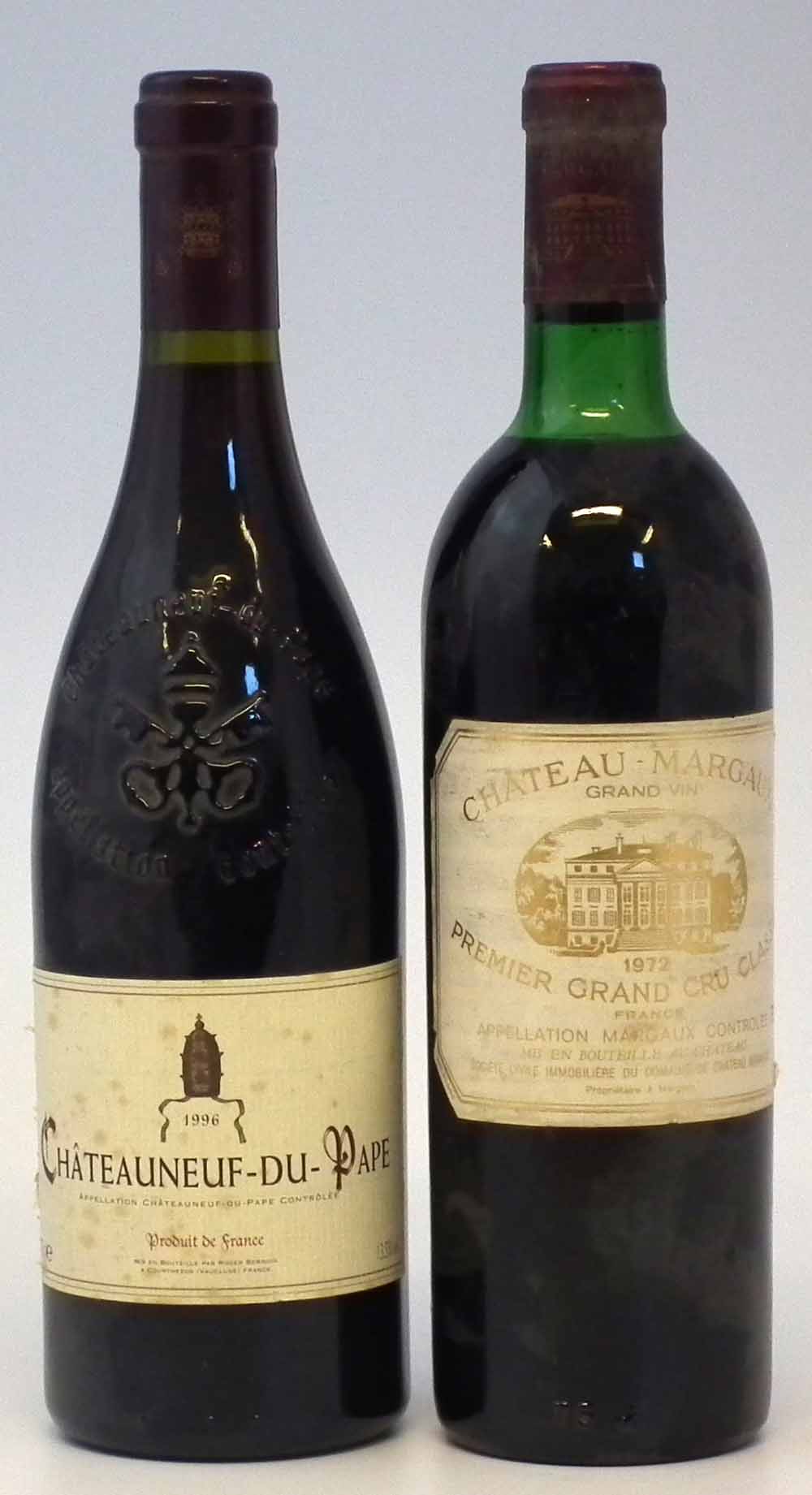 Two bottles of wine;   To include Chateau Margaux Grand Vin 1972 Premier Grand Cru Classe, also