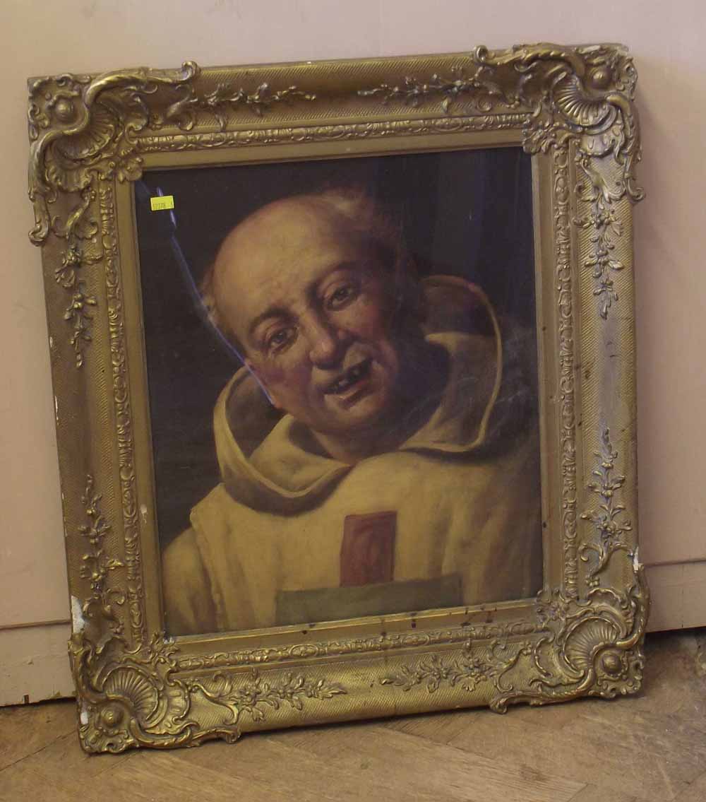 W. Fitz, 19th century - Portrait of a monk, oil on canvas in a gilt frame. Condition report: see