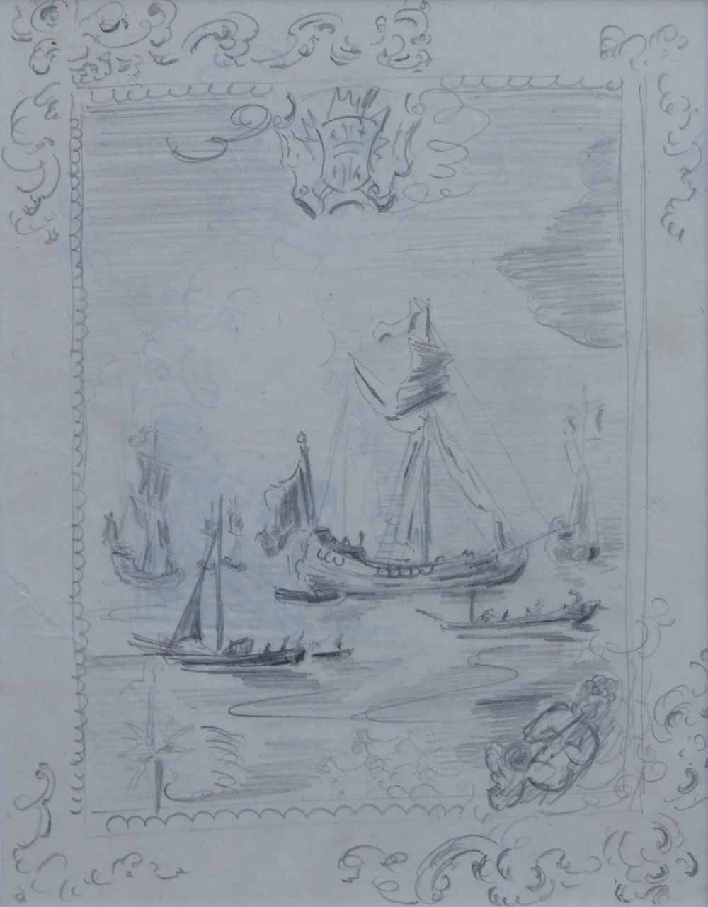 Edward Seago R.W.S. (1910-1974),  Design for a Mural, Ships, unsigned, pencil, a pair, 24.5 x 19.