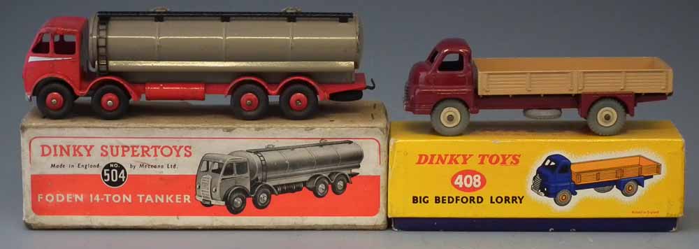 Dinky boxed Foden 14-Ton tanker   model number 504, also a boxed Big Bedford Lorry model 408, (2)