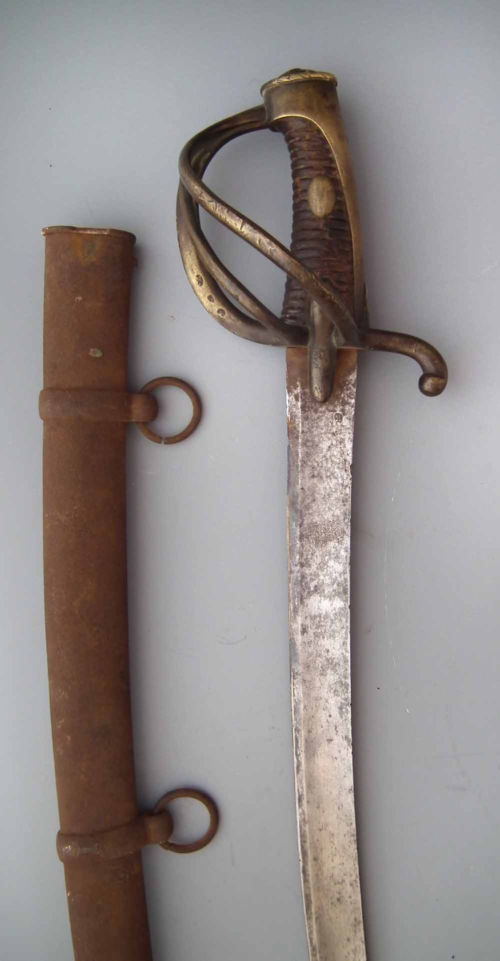 French cavalry Trooper`s sabre dated 1813   the blade engraved and stamped with Klingenthal