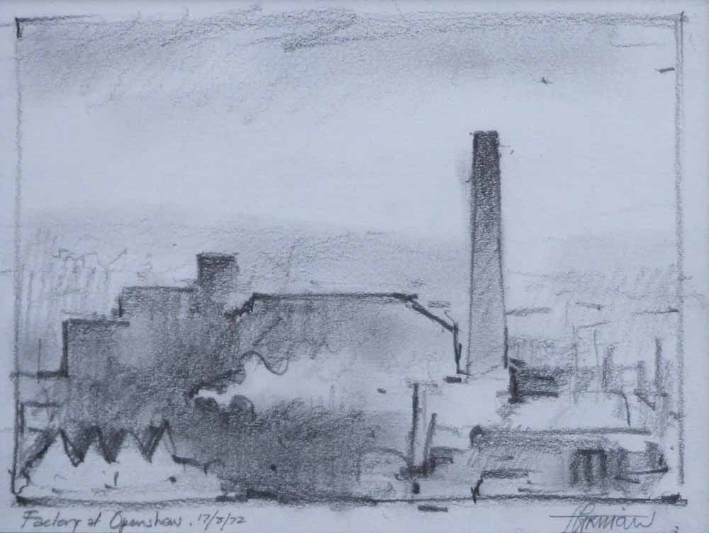 Trevor Grimshaw (1947-2001),  Factory at Openshaw, signed, titled and dated 17/8/72, pencil, 12 x