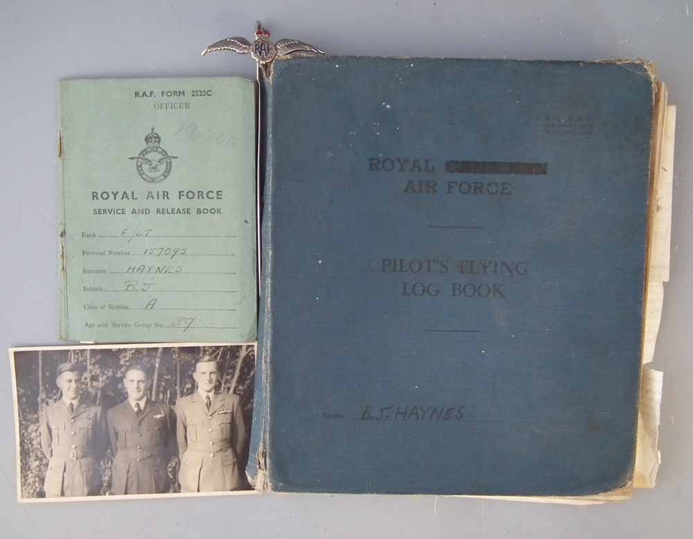 R.A.F log book for Flight Officer B.J. Haynes,   covering the WW2 period of November 1941 - May