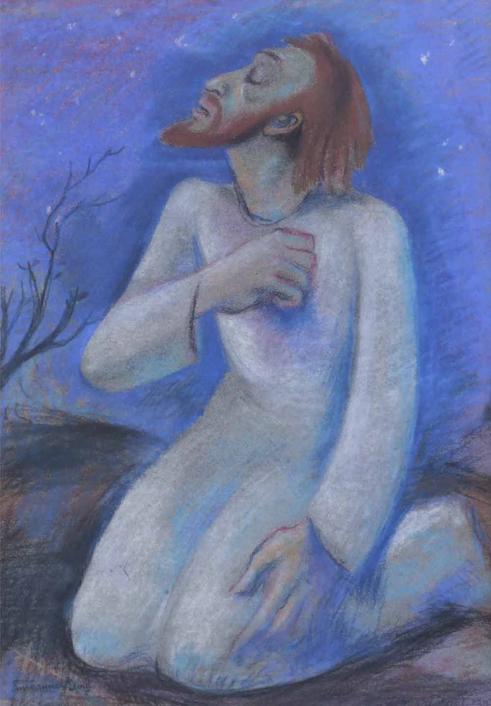 Emmanuel Levy (1900-1986),   The Christ, signed, titled and dated 1984 on verso, pastel, 43 x 30.