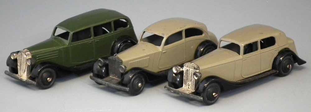 Three Dinky toys   to include 30B Rolls Royce, 30C Daimler, and 30D Vauxhall, (3) Condition Report: