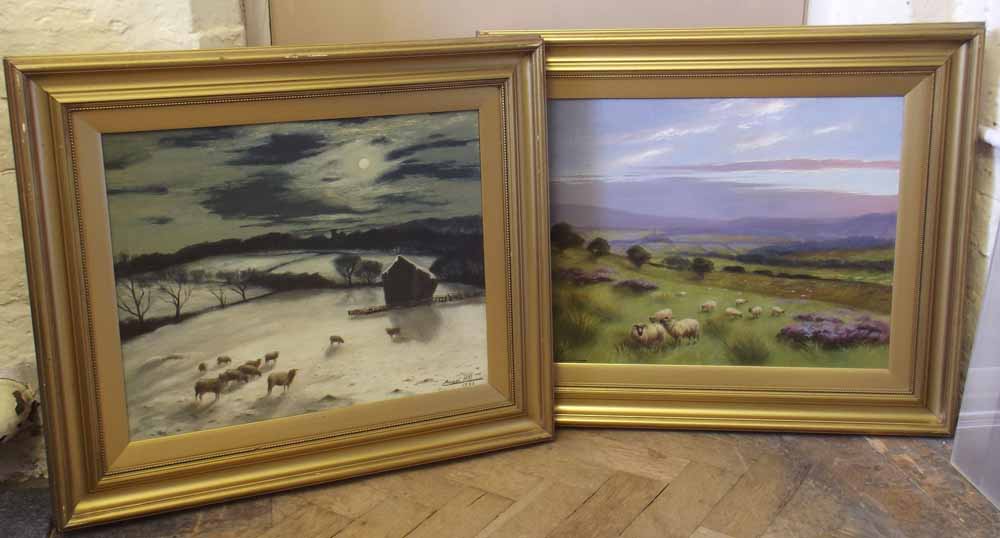 Ernest Hill, 20th century - Rural Views, oil (a pair). Condition report: see terms and conditions.