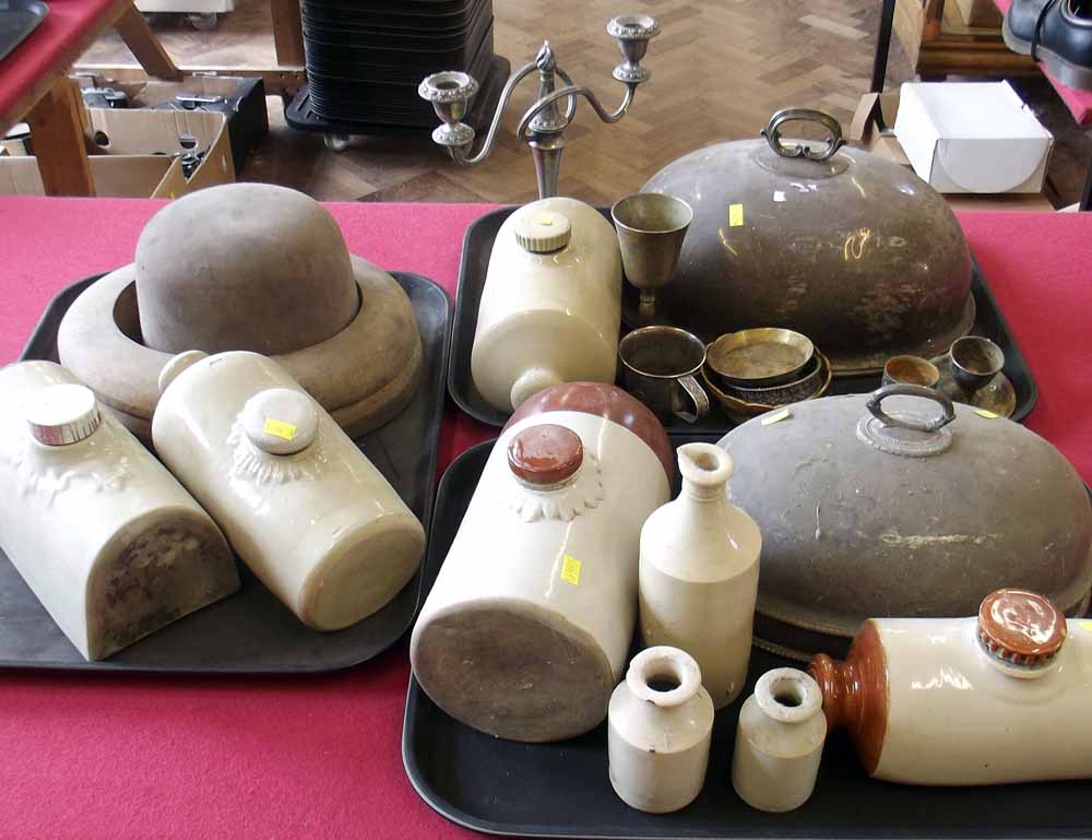 Collection of stone bed warmers and various EPNS Condition report: see terms and conditions.