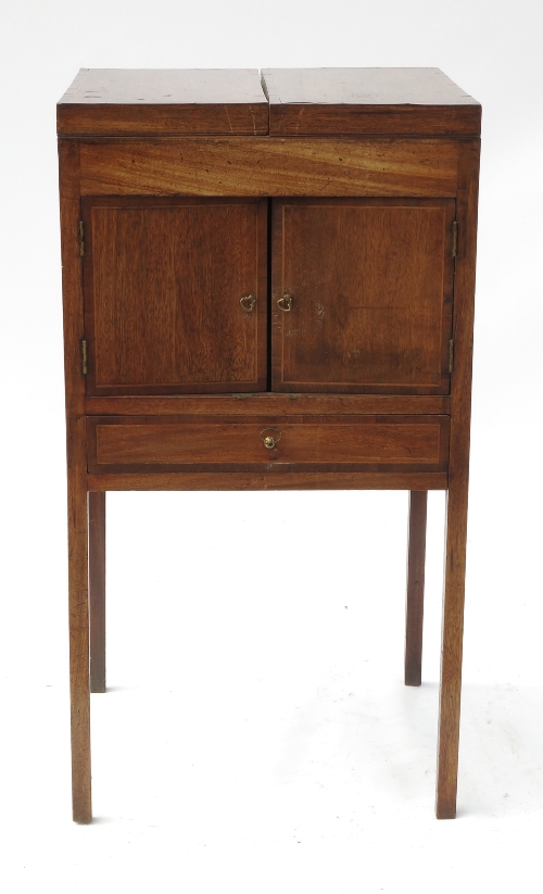 A 19th century mahogany corner washstand, with open out top and small drawer, width 18ins