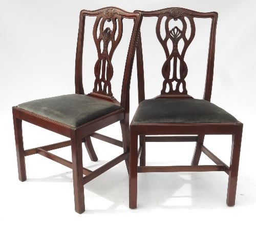 A set of four mahogany dining chairs, in the Chippendale style    Condition report:  one drop in