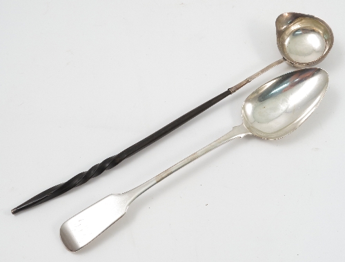 A Georgian silver fiddle pattern basting spoon, engraved with initials, London 1817, weight 3oz,