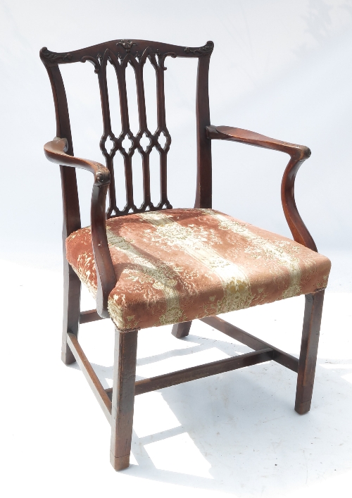 A Georgian design mahogany elbow chair, in the Chippendale style