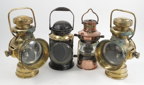 A copper ships lantern, marked Anchor, PATT.4893 and A.F.G. 1942, height 12ins, together with a pair