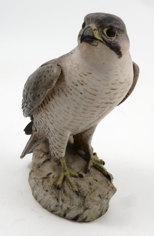 N Dalrymple, a stoneware model of a Kestrel, height 8ins