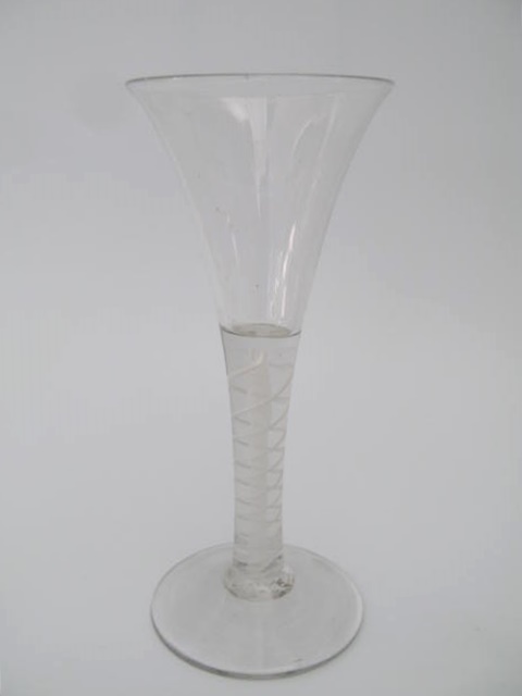 A Nineteenth Century Drinking Glass with opaque twist stem, 18cm