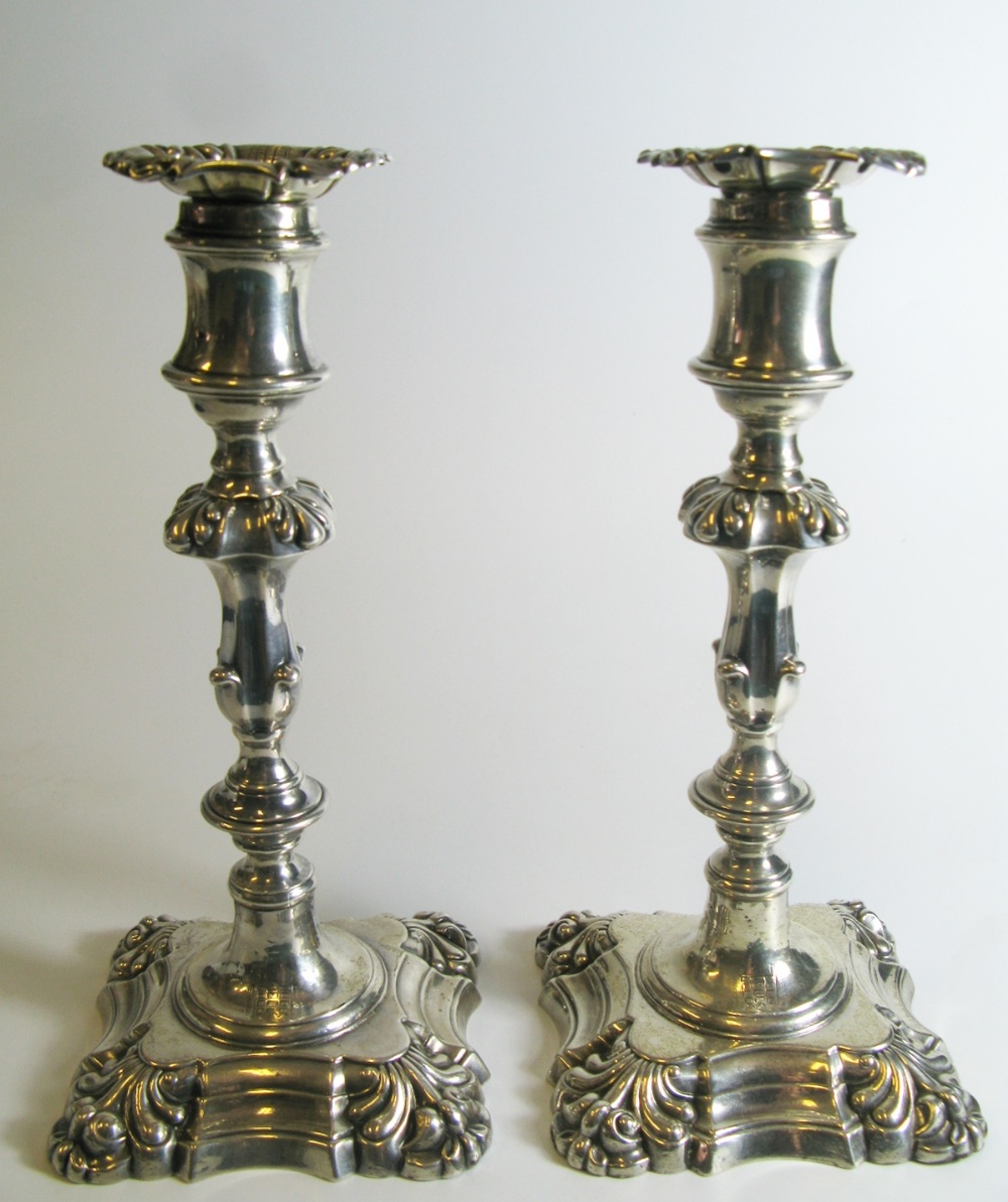 A Pair of William IV Silver Candlesticks engraved with House of Commons Seal, Sheffield 1835,