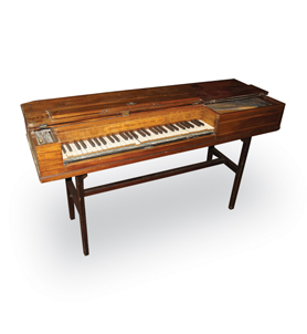 Johannes Pohlman, Londini Fecit 1769
A square piano in a mahogany and boxwood strung case on a