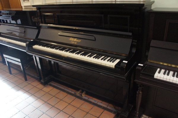 Blüthner (c1910)
An overstrung and underdamped upright piano in an ebonised case.  AMENDMENT Has