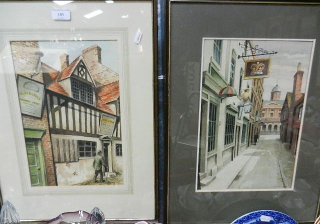 Leonard Stanley, two watercolours, 'The Duke of York in Walsall' and 'Idle Alley, Walsall'