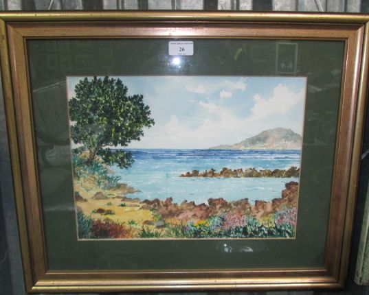 Peter Daykin 'The Libyan Coast' watercolour signed to lower left with inscription to verso