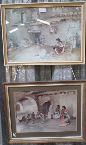 After Sir Russell Flint, two colour prints 'The Onlookers' and 'A Scrap of Newspaper' both with