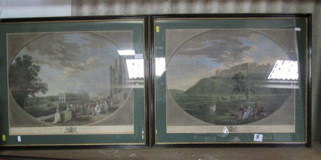 Two hand-coloured prints of Windsor Castle engraved by John Boydell