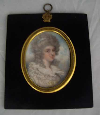 A late 18th century portrait miniature on ivory of Lady Elizabeth Foster (1759-1824) who was a