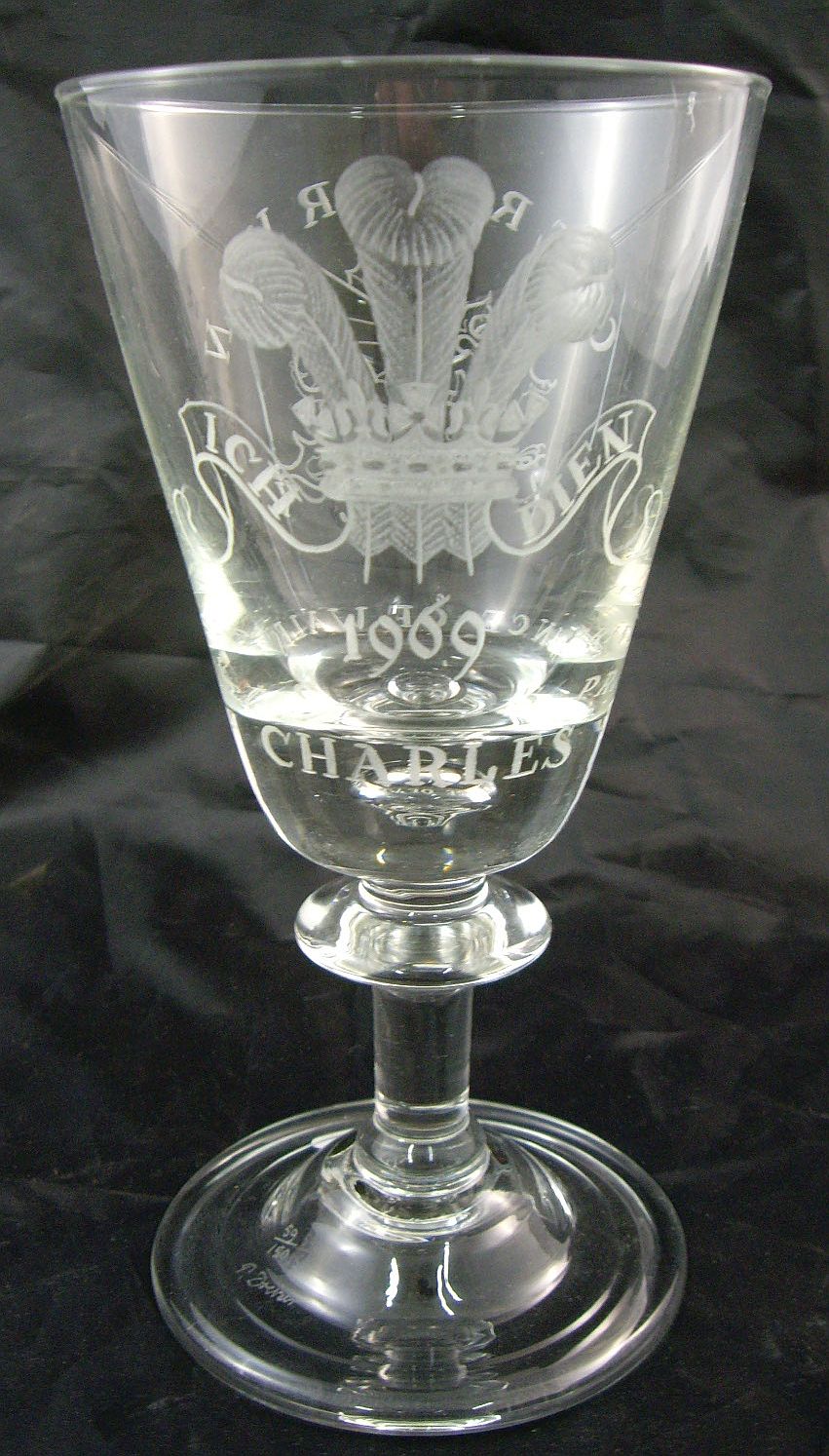 A Whitefriars limited edition 59/150 lead crystal commemorative goblet marked Charles Prince of