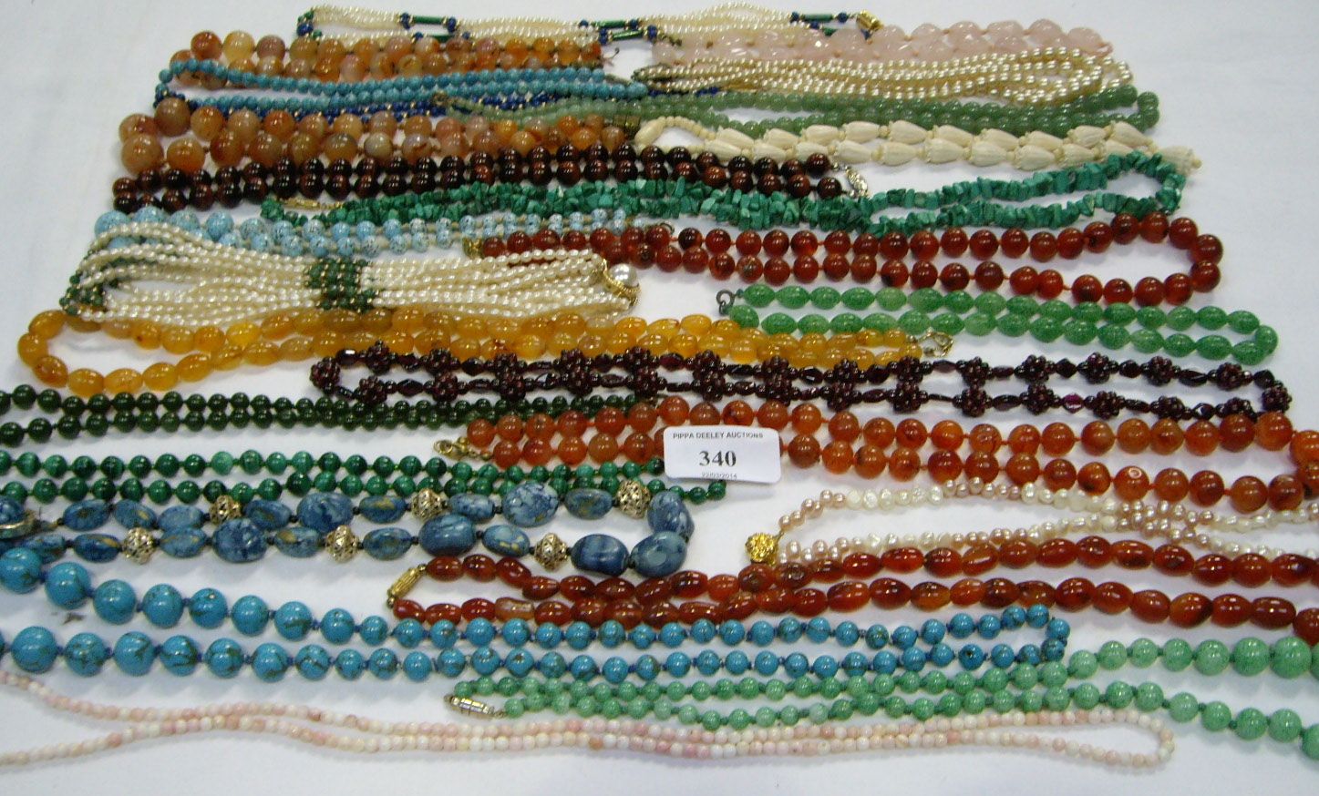 Various hardstone and other beaded necklaces including garnet, malachite, carnelian etc and other