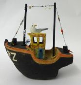 SHIRLEY FOOTE a sculpted model of a Cornish Fishing Boat, 20cm wide