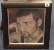 THAIS LENKIEWICZ oil on canvas `Portrait of a Bearded Man`, 28cm x 25cm