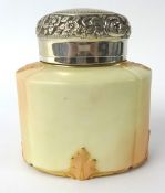 Royal Worcester tea caddy with silver? cover, 14cm