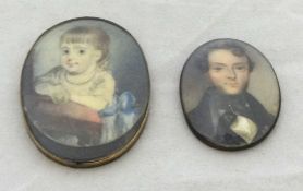 Two 19th century portrait miniature, a Gentleman and a child  (2)