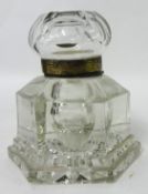 A Victorian large glass inkwell