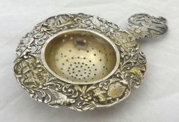 Continental silver tea strainer, B.H.M. possibly Dutch