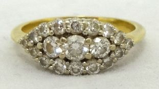 Diamond set ring of boat design, 18ct gold, size M