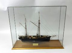 A model of a Westcountry trading ketch `Clara May` in glazed cabinet 59cm x 72cm x 22cm