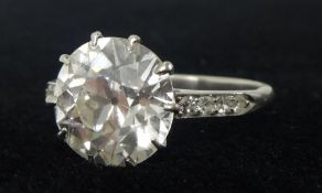 A fine large diamond solitaire ring, recently assessed as approx 3.44 carats, Colour- G-H, Clarity