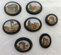 Seven micro mosaic architectural miniature plaques